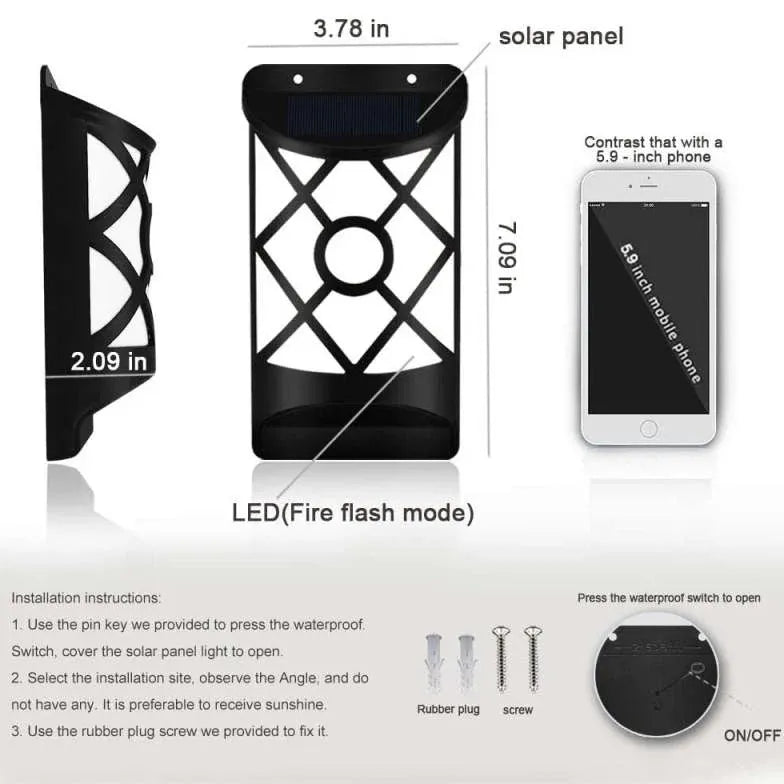 Luce a parete solare alimentato a LED ricaricabile